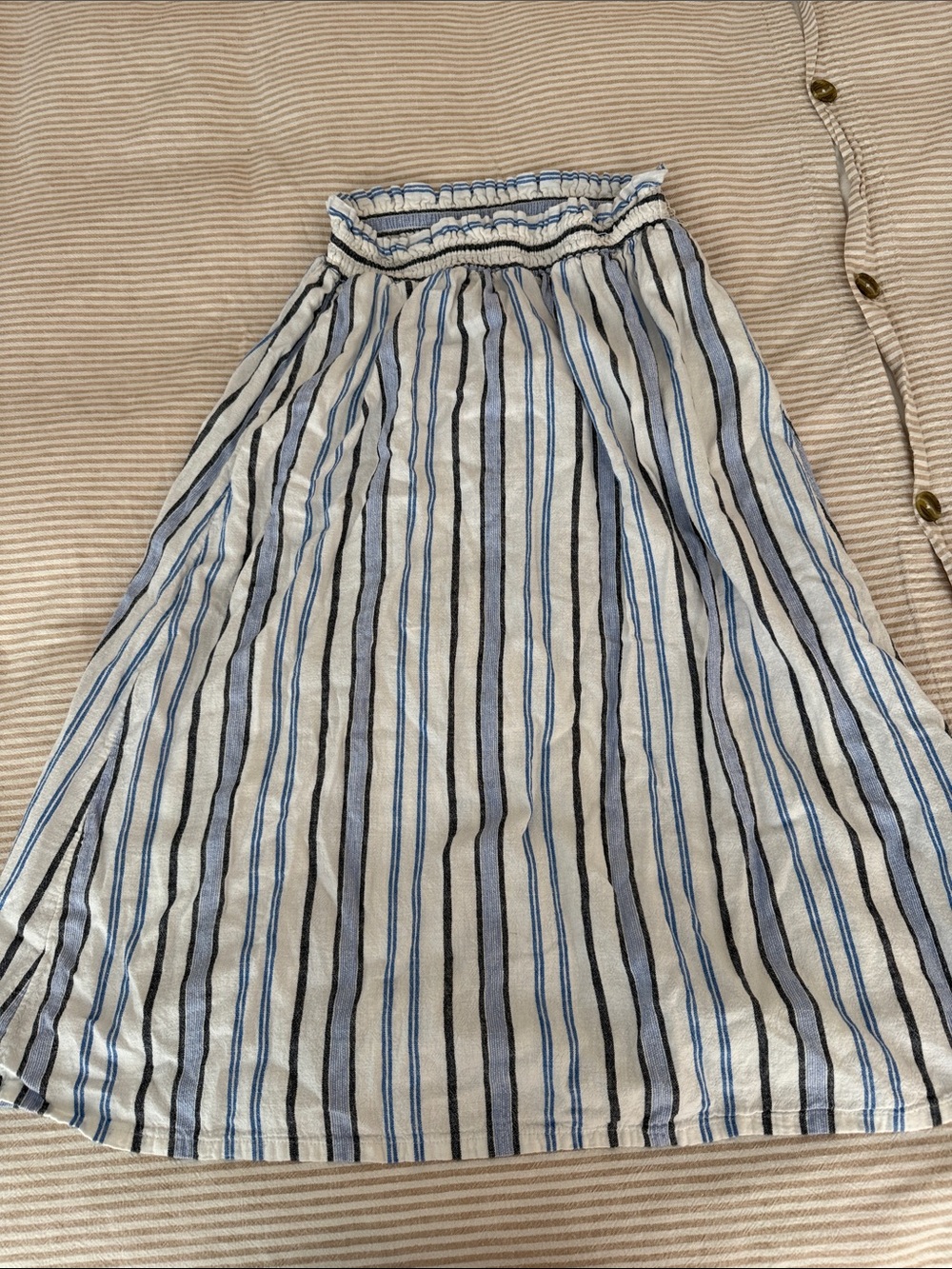 Striped Blue & White Midi Skirt